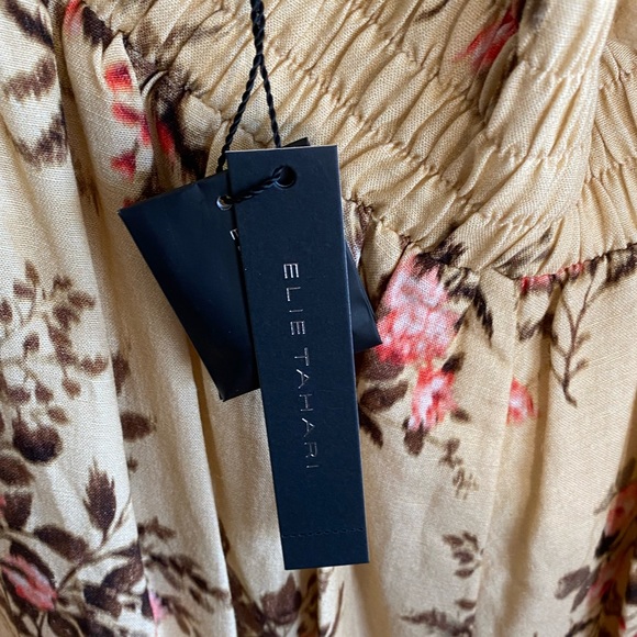 Elie Tahari Floral Maxi Dress - Cream and Brown - Picture 3 of 5